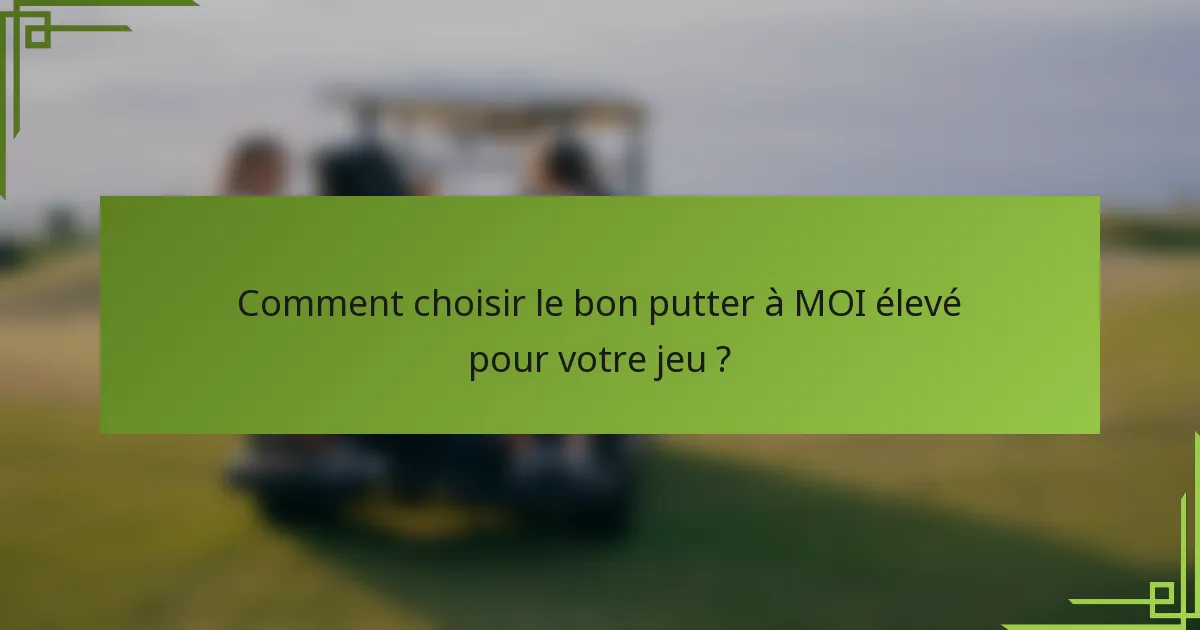 Comment choisir le bon putter à MOI élevé pour votre jeu ?