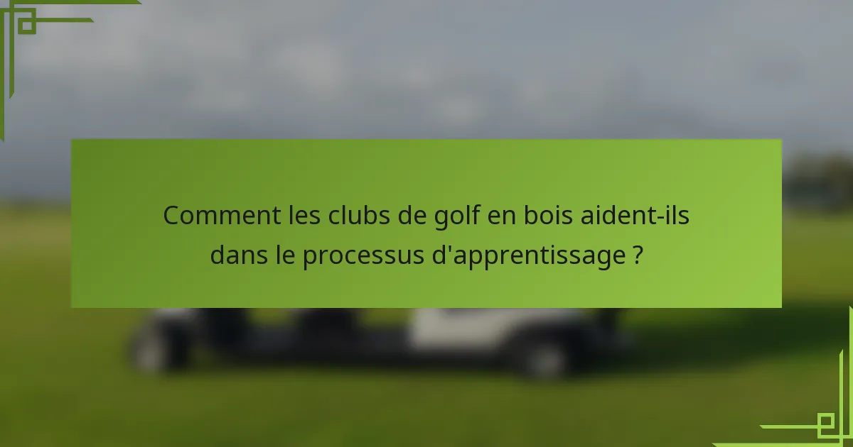 Comment les clubs de golf en bois aident-ils dans le processus d'apprentissage ?