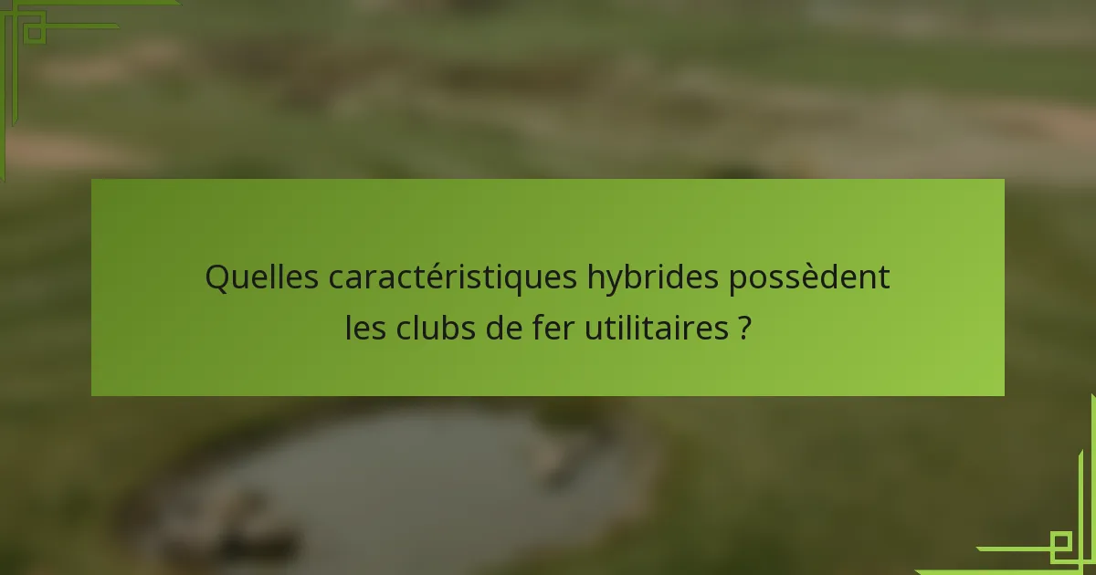 Quelles caractéristiques hybrides possèdent les clubs de fer utilitaires ?