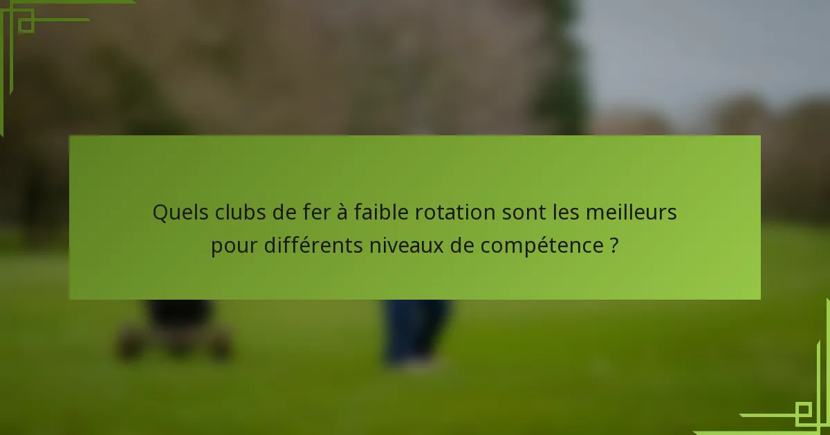 Quels clubs de fer à faible rotation sont les meilleurs pour différents niveaux de compétence ?