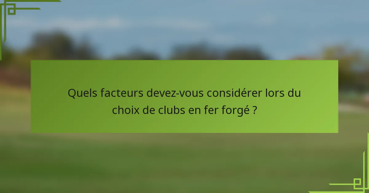 Quels facteurs devez-vous considérer lors du choix de clubs en fer forgé ?