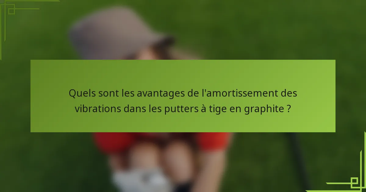 Quels sont les avantages de l'amortissement des vibrations dans les putters à tige en graphite ?