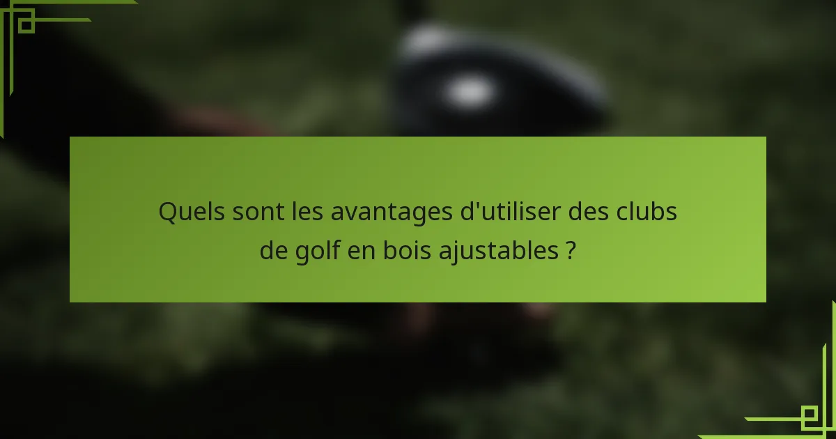 Quels sont les avantages d'utiliser des clubs de golf en bois ajustables ?