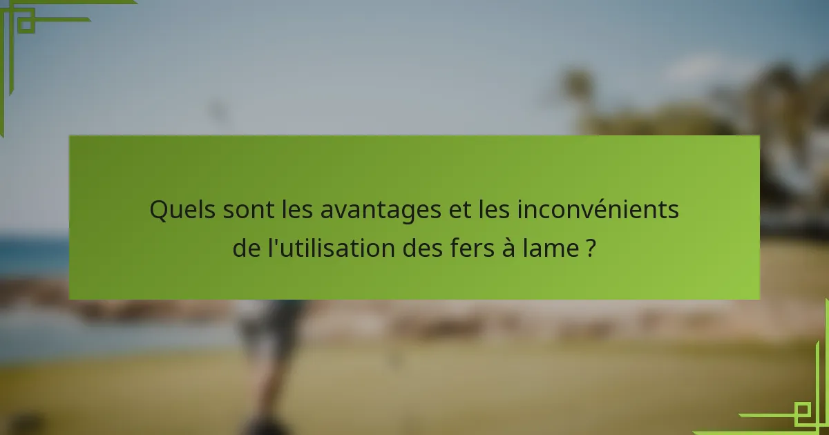 Quels sont les avantages et les inconvénients de l'utilisation des fers à lame ?