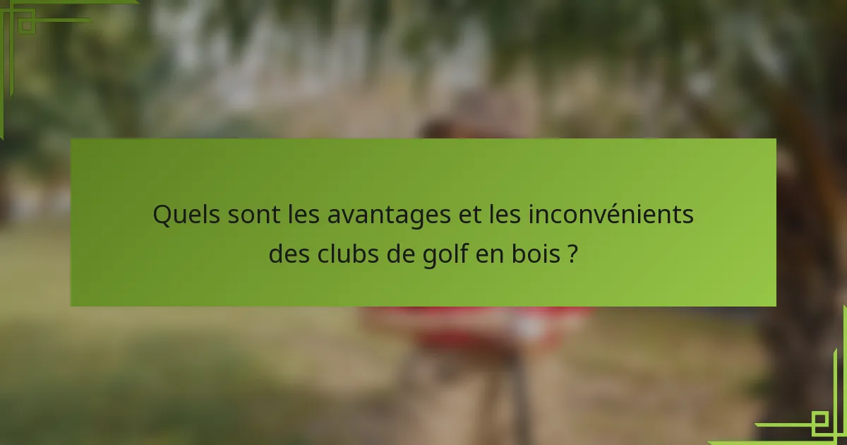 Quels sont les avantages et les inconvénients des clubs de golf en bois ?