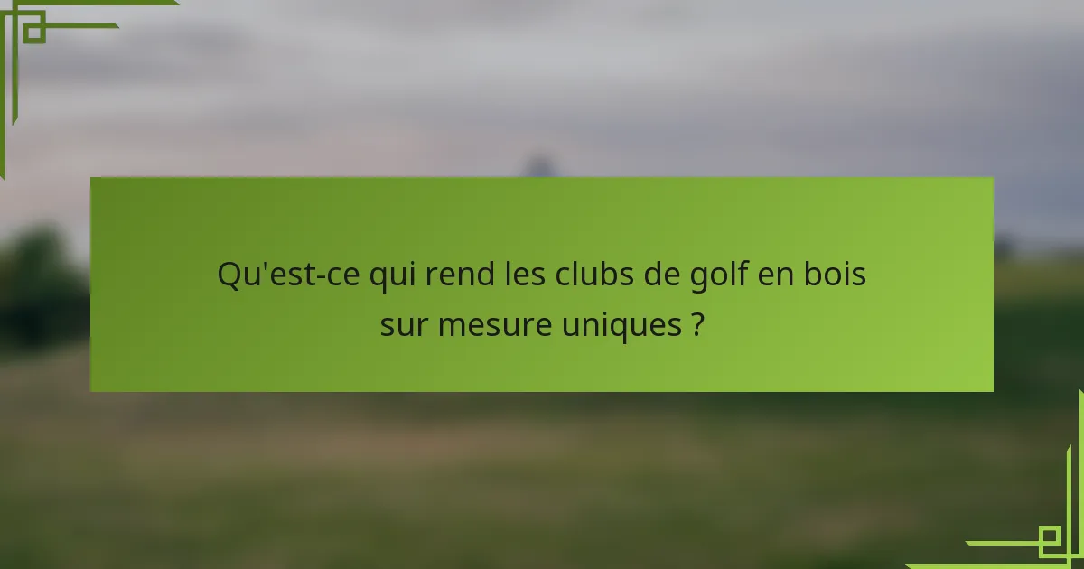 Qu'est-ce qui rend les clubs de golf en bois sur mesure uniques ?